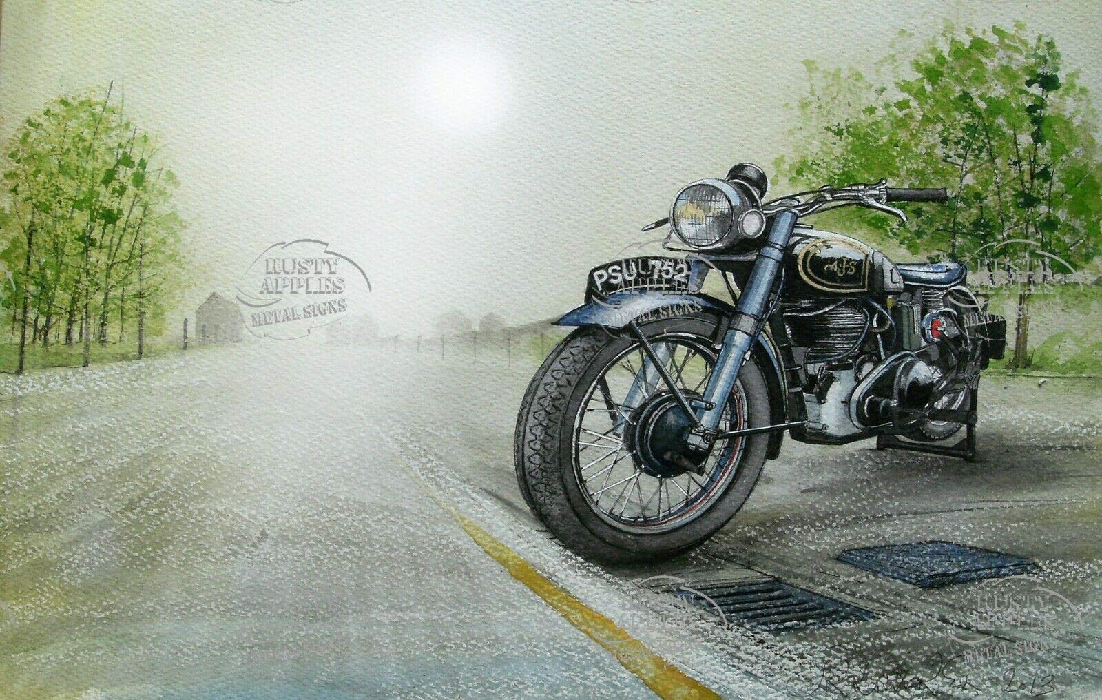 The Rusty Apples Metal Sign Co Golden 1954 Ajs– The Era Of The – Great British Motorcycle – Metal Sign – 3 Sizes To Choose – Home Decor – Unique Gift (8” X 6” 200 X 150 Mm)