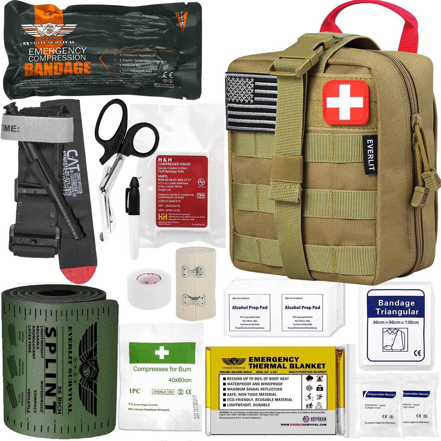 Buy EVERLIT Emergency Trauma Kit, CAT GEN7 MultiPurpose SOS Everyday