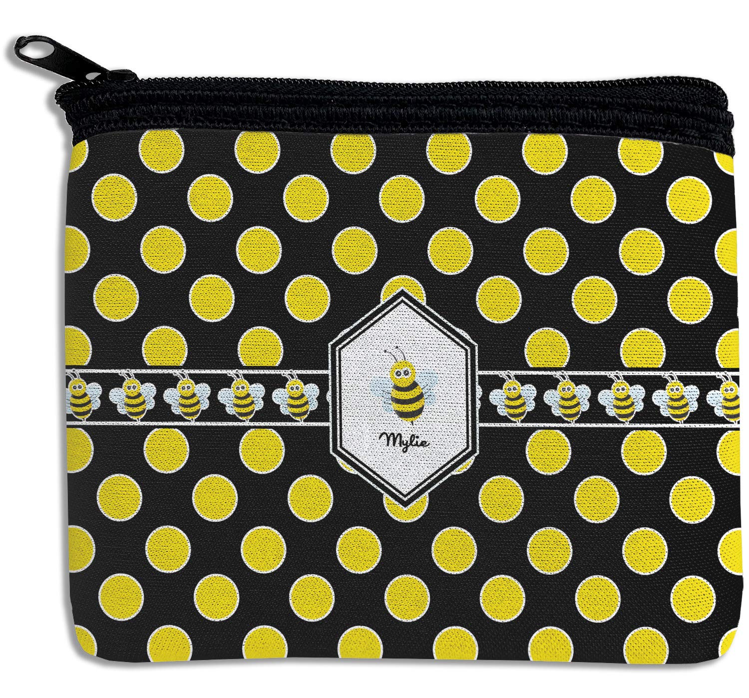 RNK Shops Personalized Bee & Polka Dots Rectangular Coin Purse
