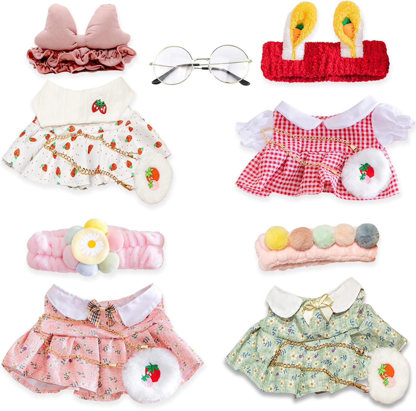 Duck Plush Clothes 4 Packs, Kawaii Duck Stuffed Animal Plush Clothes / 13 Accessories (red)