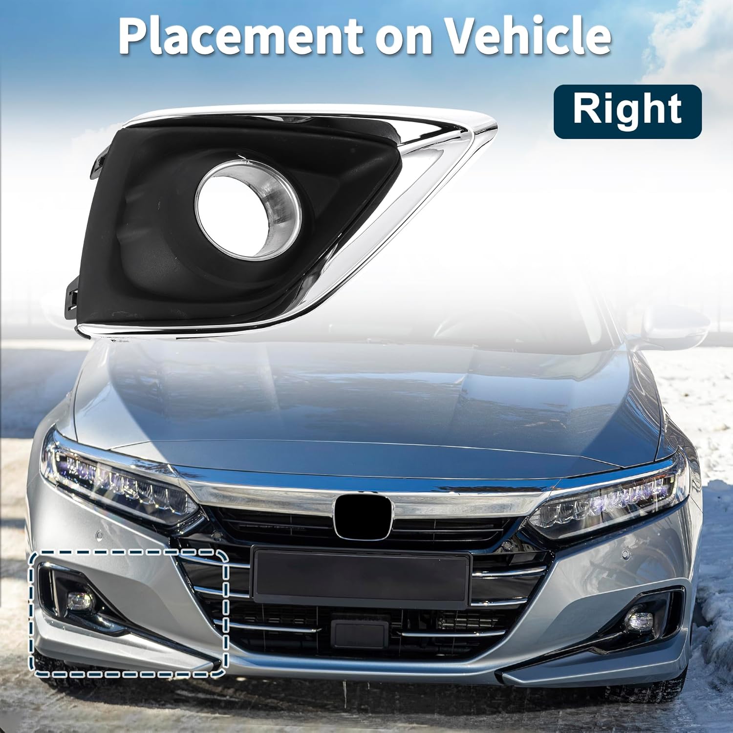 Fog Light Grill for Buick Envision 2019-2020 No.42489939 Front Right Front Lower Bumper Fog Light Cover Inserts Black,Silver Tone 1 Pc