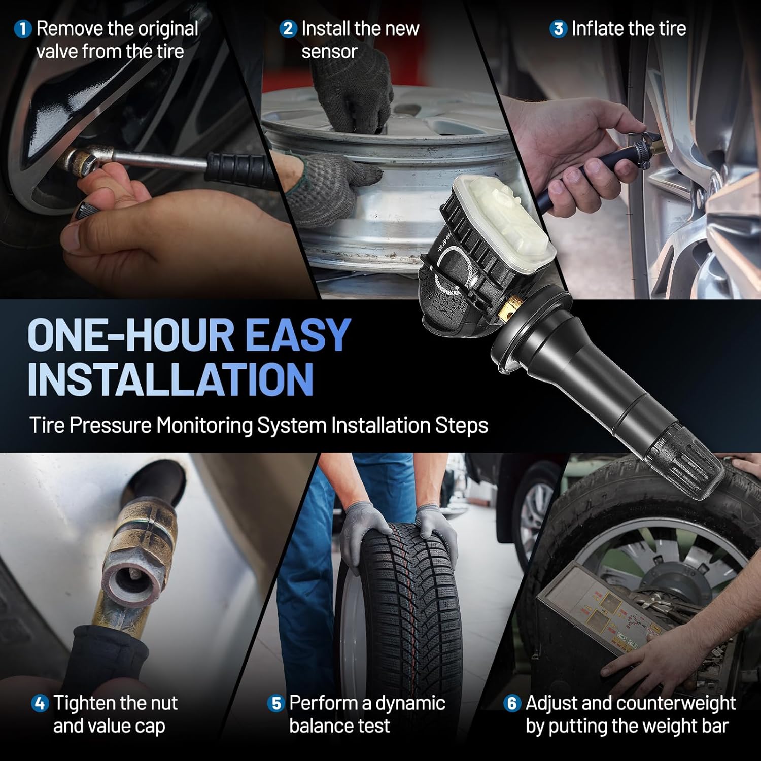 TPMS Sensor, F2GT1A180AB for 315Mhz Tire Pressure Monitoring Sensor Compatible with Ford F-150 Fusion Mustang, Compatible with Lincoln MKX MKZ Navigator, Replaces F2GT1A150AB (4 Pcs)