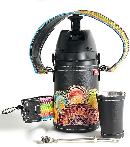Miniatura 3 de Airpot 1.3 Litros Luk Termos, termo acero inoxidable para café, mate tereré | Set Frio caliente Mate Terere modelo tradicional Negro + vaso guampa +