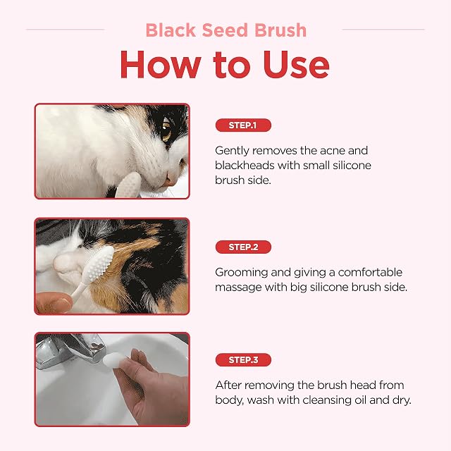 Foto 7 de 8 de Cepillo de semillas negras - Tratamiento de barbilla para el acné de gato, cepillo de silicona para gatos…