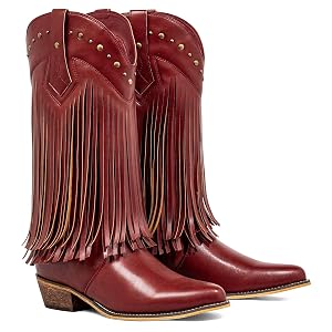 SheSole Womens Cowboy Boots Fringe Western Boots
