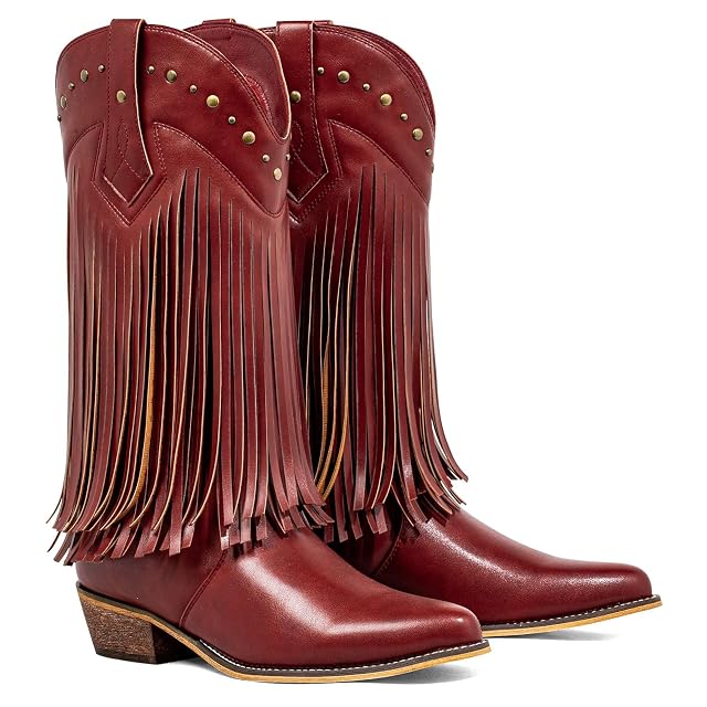 SheSole Womens Cowboy Boots Fringe Western Boots