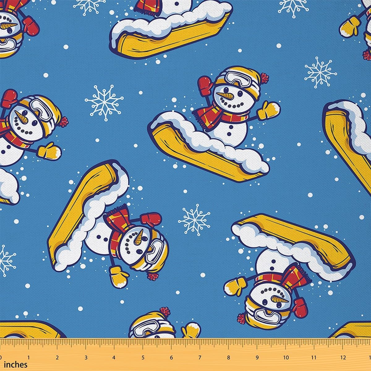 Feelyou Merry Christmas Waterproof Outdoor Fabric for Chairs Christmas Tree and Snowman Fabric by The Yard for Home DIY Projects, Waterproof Indoor Outdoor Decor 2 Yard
