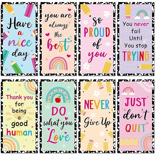 JarThenaAMCS 8Pcs Back to School Pastel Light Covers with Magnets Positive Affirmation Rainbow Pencil Magnetic Lamp Shade Panels for Classroom Office Ceiling Decor, 2 x 3.9 Ft