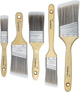 Paint Brushes Set - 5 Pcs Flat & Angle Paintbrushes for Wall & Trim, Sui...