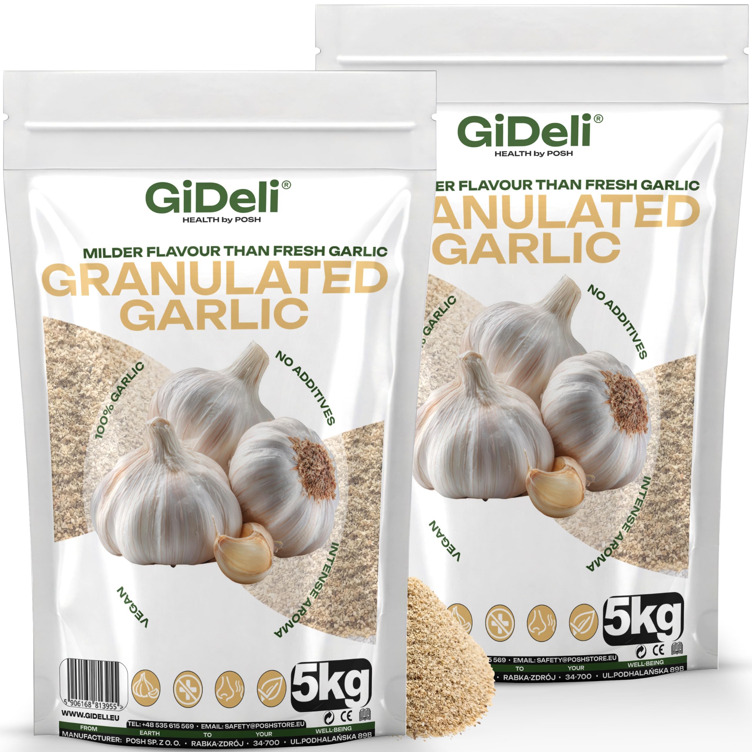 GiDeli Ail Semoule 2 x 5 kg - Granulés Séchés - Sachets Refermables