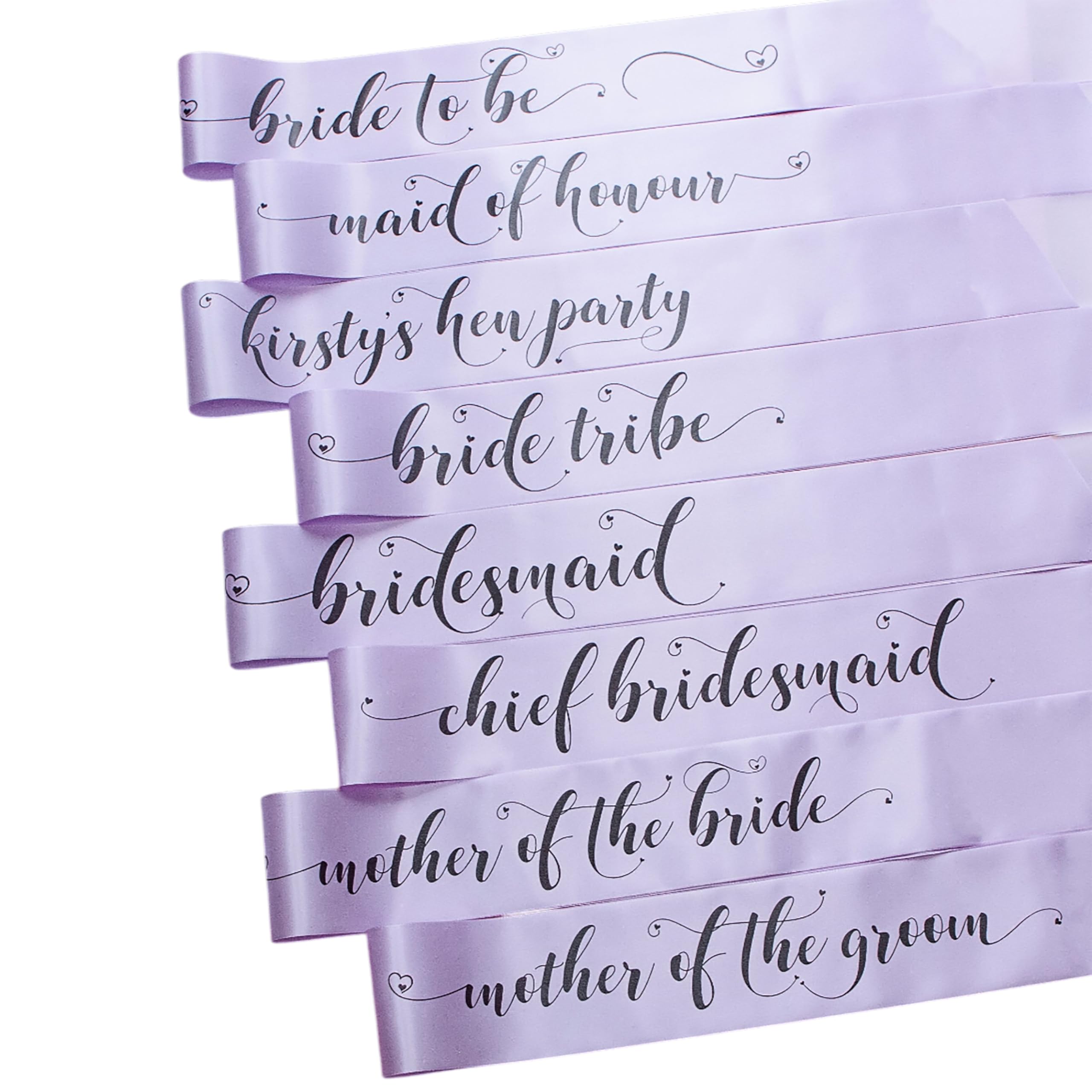 Pastel Lilac Bride Tribe Sashes, Pastel Lilac Satin Ribbon, Standard or Plus Size