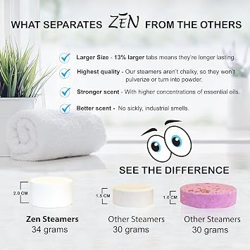 Lavender Shower Steamers by Zen - Aromatherapy (Pack of 15) Extra Large Shower Bombs with Essential Oils Self Care Relaxation Stress Relief