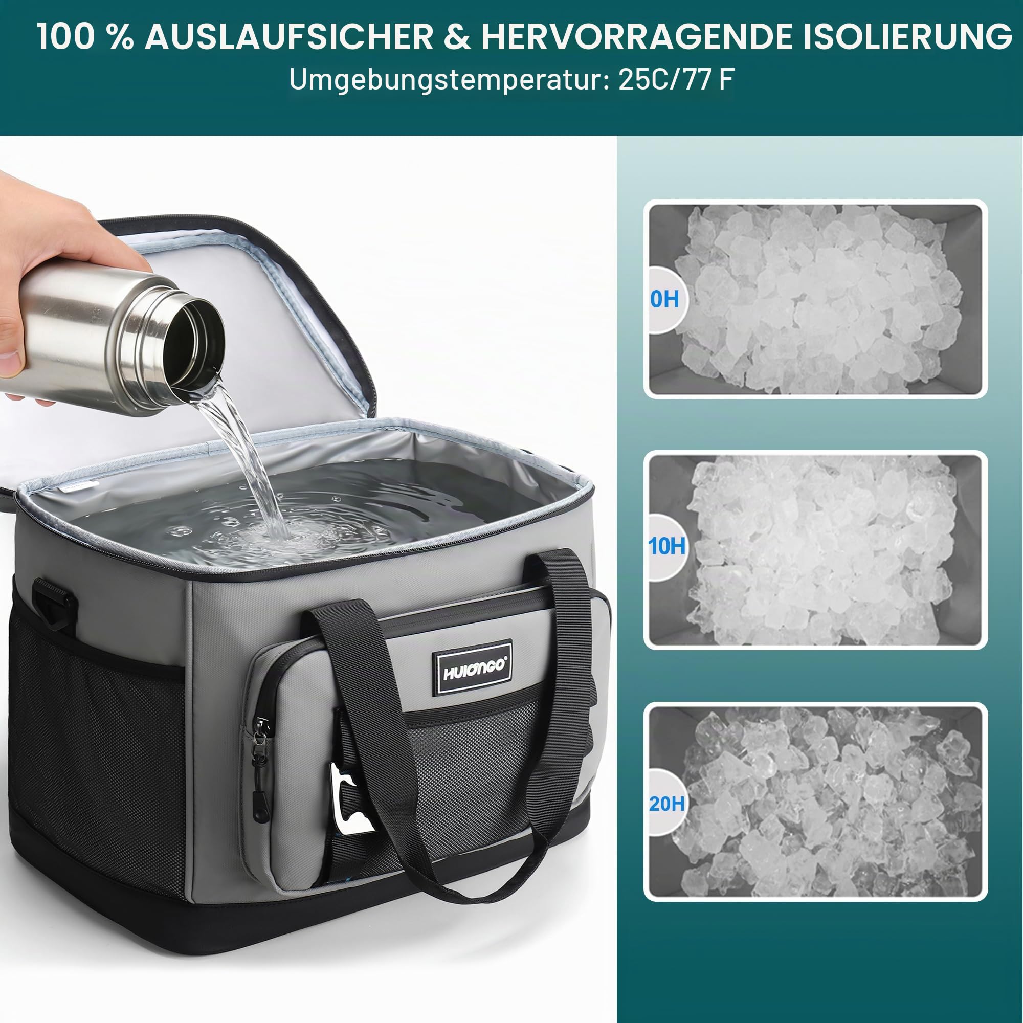 Hulongo Kühltasche, 30 L, Isoliert, Wasserdicht Kühlbox | Isoliert, Wasserdicht