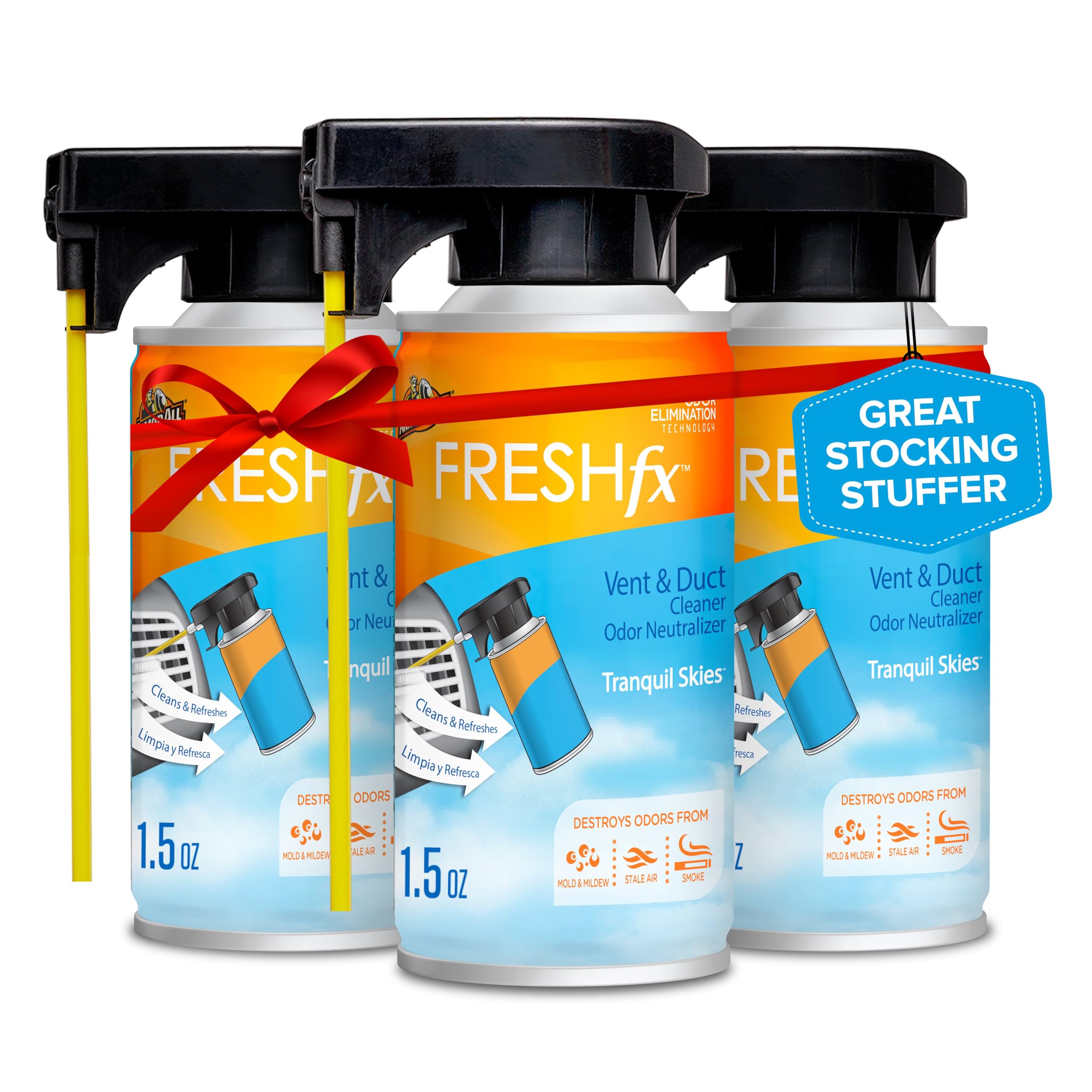 Armor All Fresh FX Vent and Duct Cleaner Odor Neutralizer, Stocking Stuffers, Tranquil Skies Scent, 3 Count, 5 OZ Each