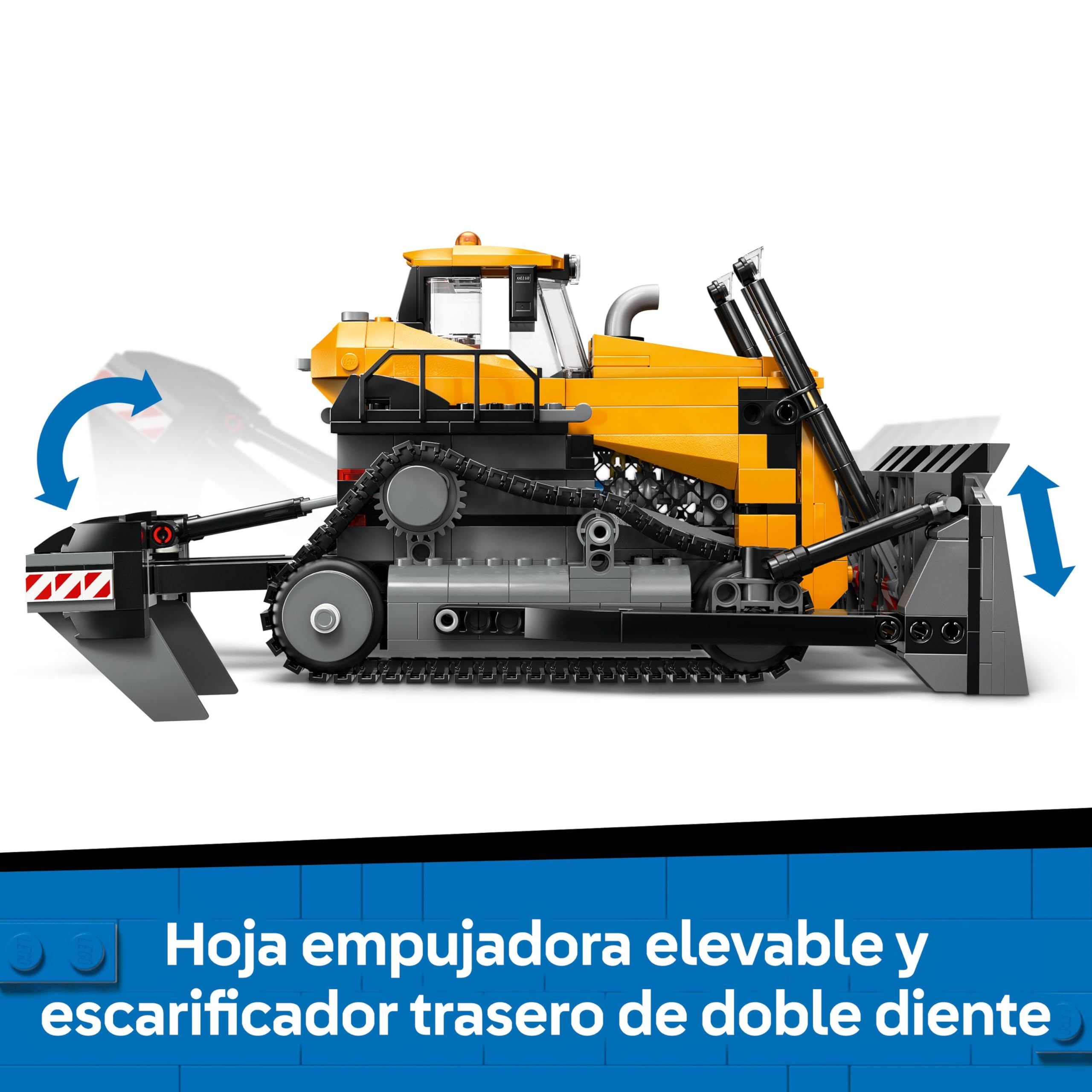 LEGO City Buldócer Amarillo - Vehículo de Obra de Juguete para Construir - 3 Minifiguras, Walkie-Talkie, Herramientas y Señales de Tráfico - Regalo de Cumpleaños para Niños de 8+ Años 60466