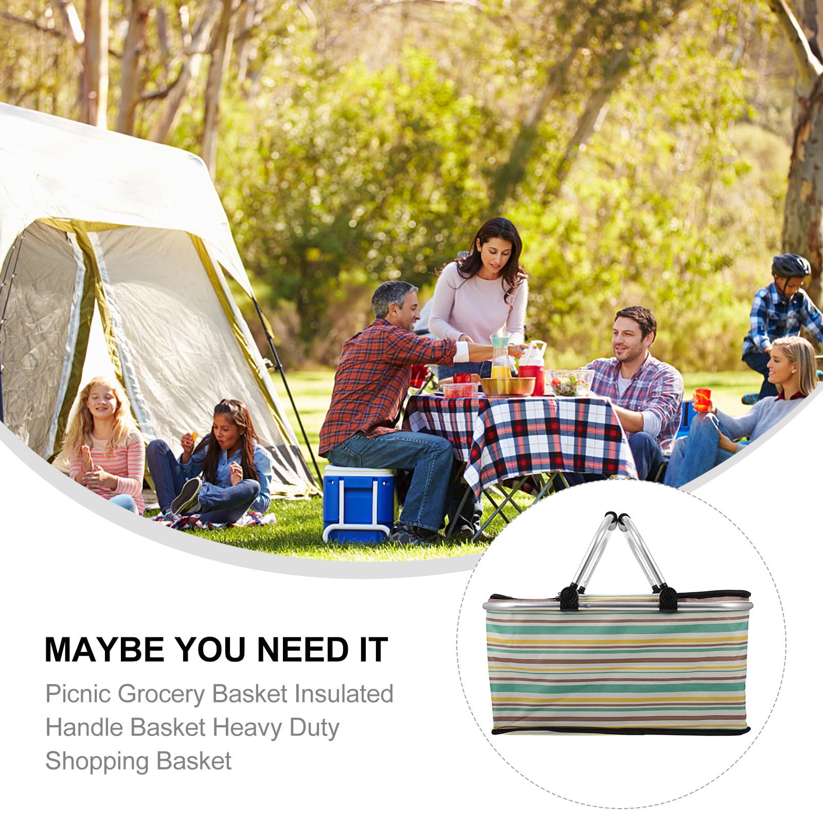 Cesta Térmica de Picnic Asa, Bolsa Aislante para Comida