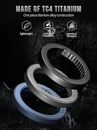 Miniatura 3 de FEGVE Carabiner Keychain Clip with 2 Key Rings, Titanium Quick Release Keychain Small Carabiner Clip for Keys