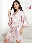 Bride Bridesmaid Robes with Glittering for Wedding Bridal Party Womens Short Silky Satin Robe One Size