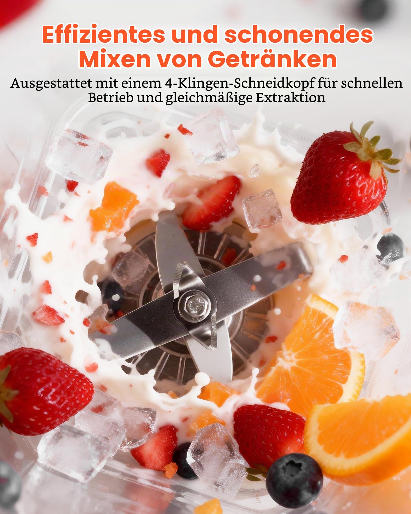 VEVOR Standmixer 2 L Smoothie Mixer mit Schutzabdeckung 2200 W Crushed Ice Maker mit Selbstreinigungsfunktion Einstellbarer Drehzahl 6 Voreingestellte Programme für Smoothies Eiscrushing Pürees Weiß
