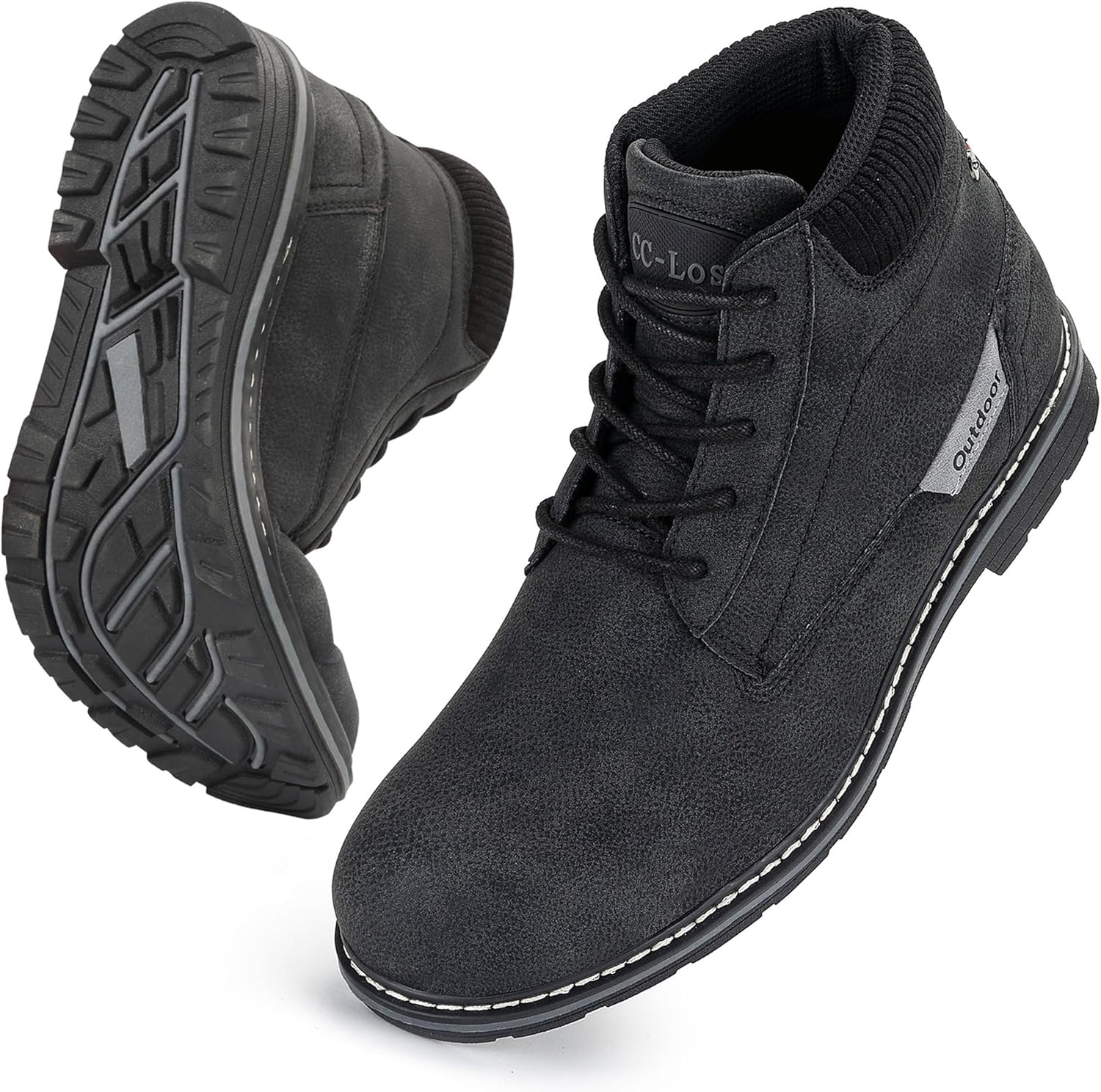 CC-Los Men's Ankle Chukka Work Boots Durable Outdoor Comfort with Anti-Slip Sole Cushioned Support Size 8-14