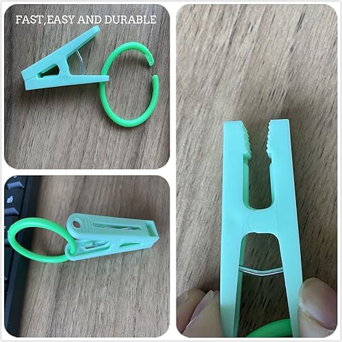 Miniatura 3 de Anillos de cortina de ducha deslizantes, clips para colgar, clips para toallas, clips de secado para barras de ducha de baño con 20 pinzas para ropa