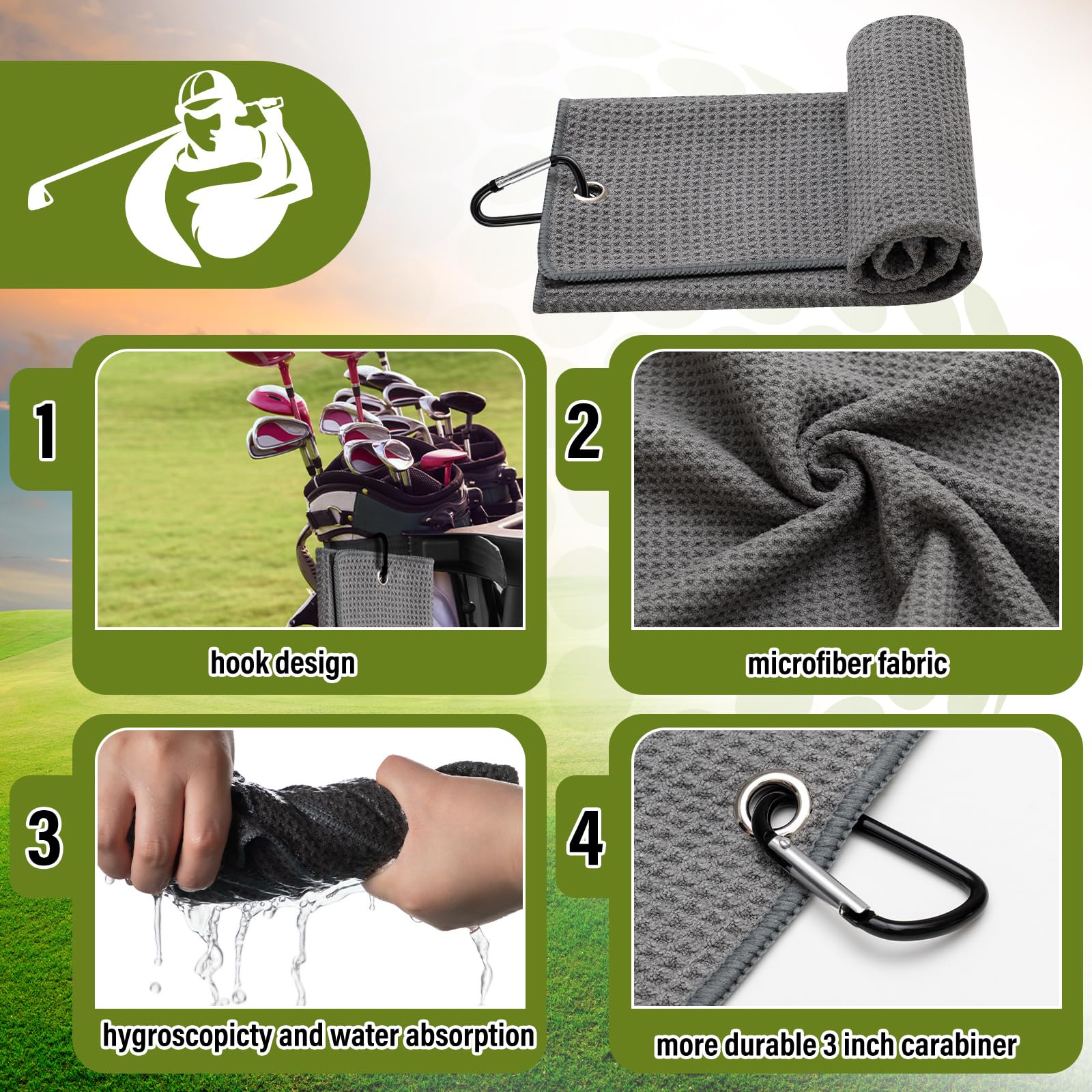 Liliful 12-teiliges Golfzubehör-Set, enthält Golf-Tees, Golf-Handtuch, Golfballtasche mit Reinigungshaken, Reinigungsbürste und Divot-Werkzeug inkl