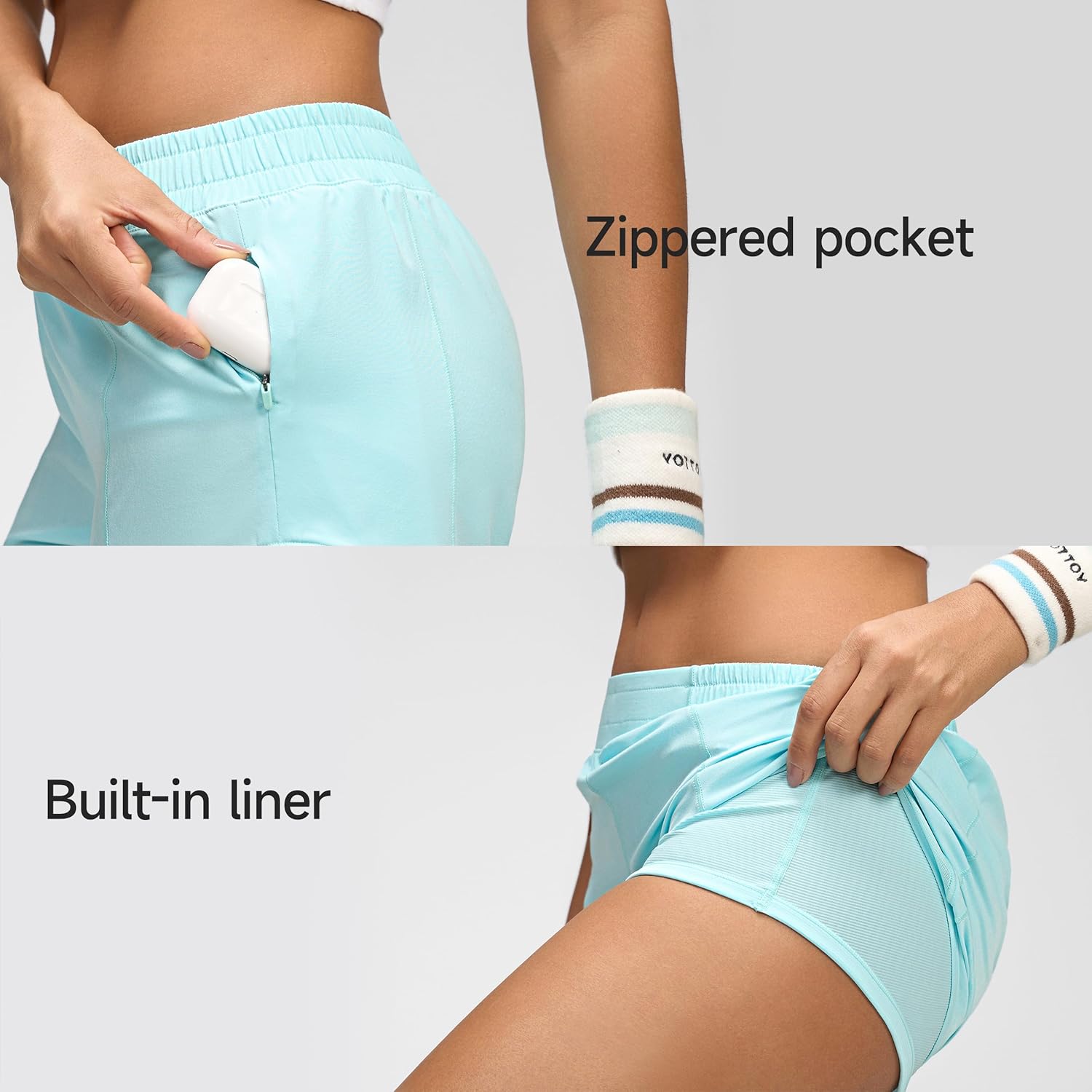 MCEDAR Women's Low Waisted Running Shorts 4" with Mesh-Lined Active Workout Quick Dry Gym Athletic Sports Short Zip Pocket - Image 4