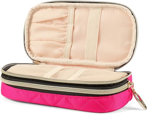 Miniatura 2 de ANKUER Bolsa de maquillaje de viaje, pequeña bolsa de cosméticos, organizador de cosméticos, bolsa de regalo para mujeres (rojo rosa)