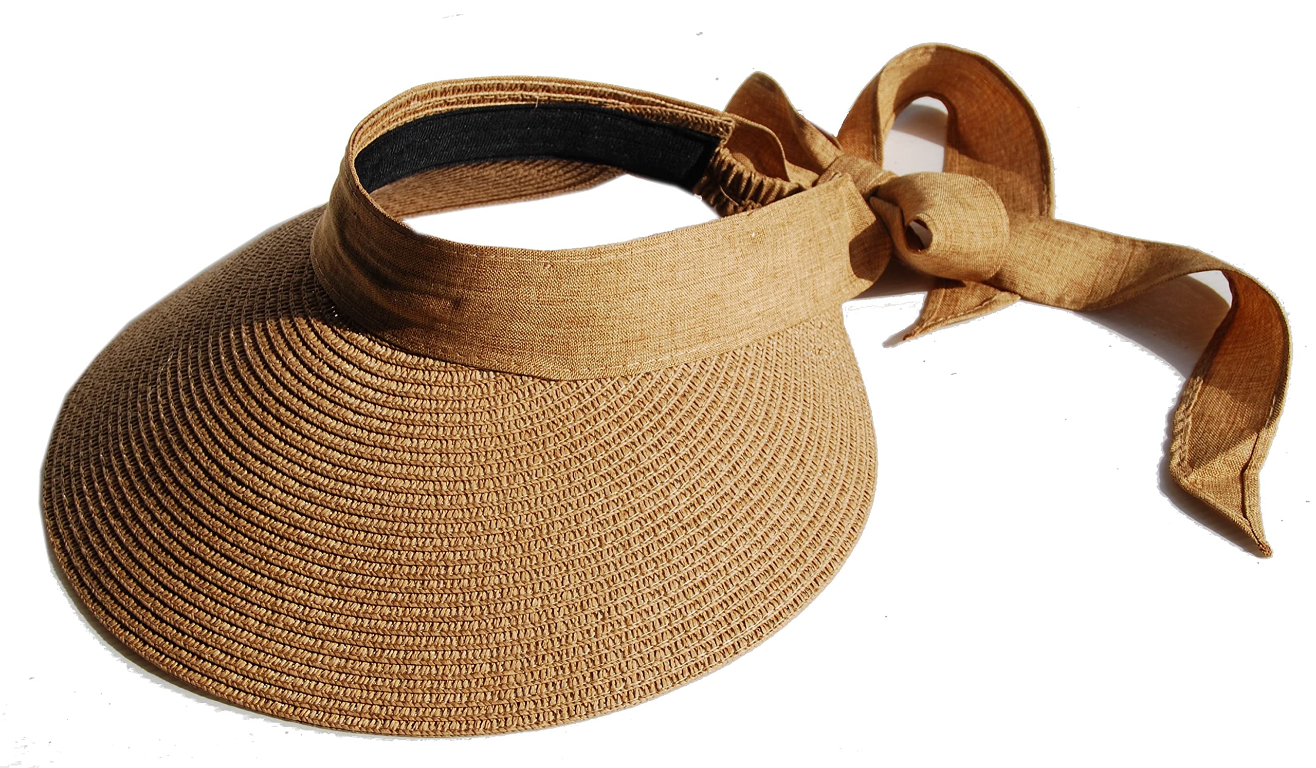 Cool4 Women's Sand A57 Straw Visor With Linen Headband Sun Hat Beach Umbrella, M/L