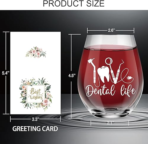 Miniatura 2 de AGMDESIGN Dental Life - Divertidas copas de vino con caja de regalo, regalo de graduación para estudiantes dentales, regalos de cumpleaños de