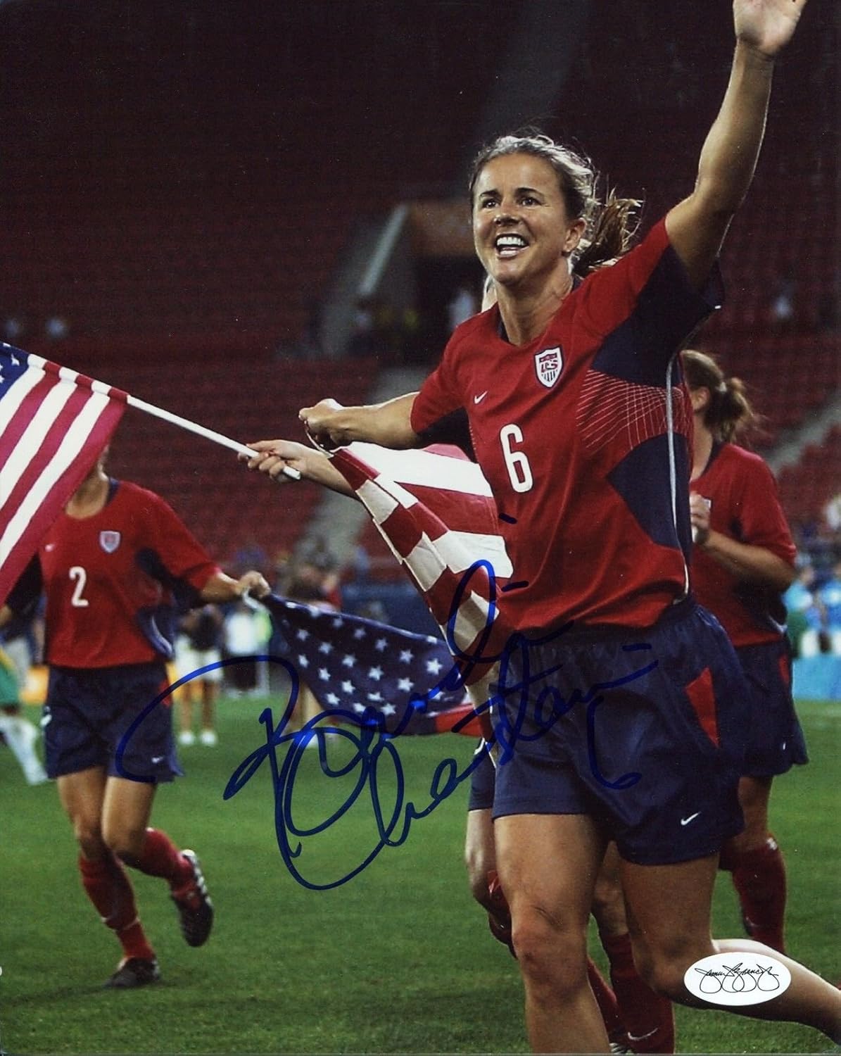 BRANDI CHASTAIN HAND SIGNED 8x10 COLOR PHOTO WORLD CUP WITH