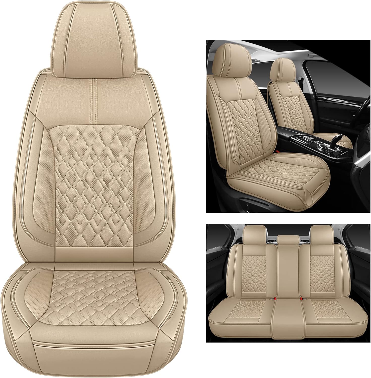 Pariitadin Leather Car Seat Covers Full Set, Waterproof