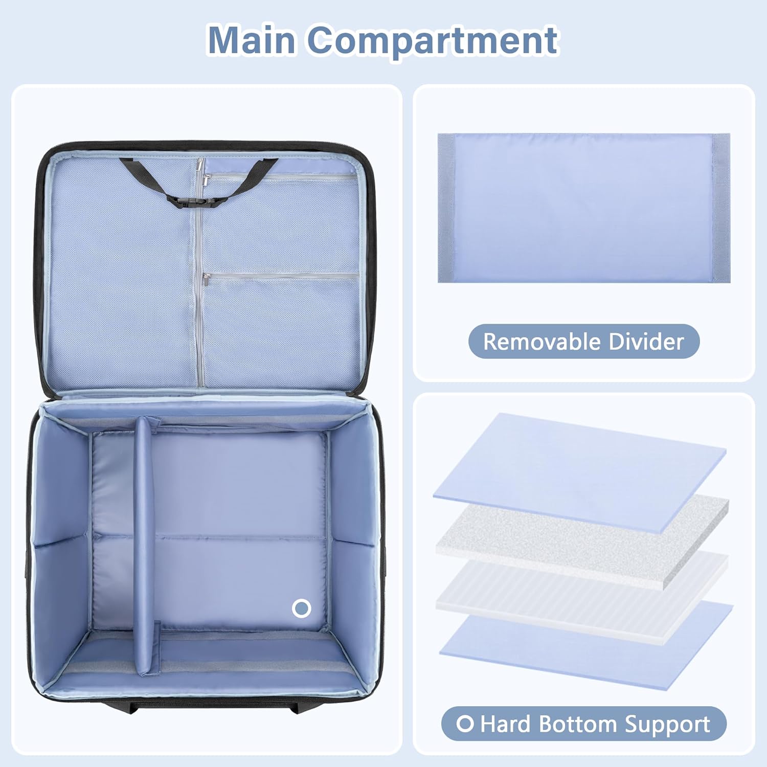 Yarwo Rolling Printer Case Compatible with DNP/HiTi/Mitsubishi Dye Sublimation Photo Printer, Padded Travel Bag with Detachable Wheels and Divider for Photo Machine Media Rolls Paper, 16.1x16.5x12 in