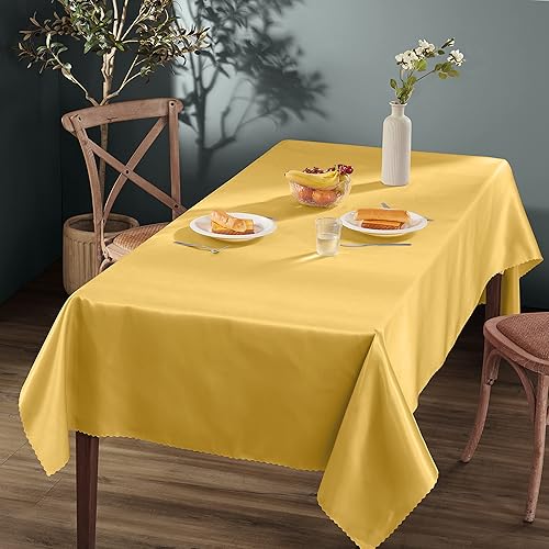 Miniatura 9 de Homiest 1 paquete de mantel de satén de 60 x 84 pulgadas, color oro rosa, mantel de mesa rectangular sedoso, manteles de satén para boda, recepción,