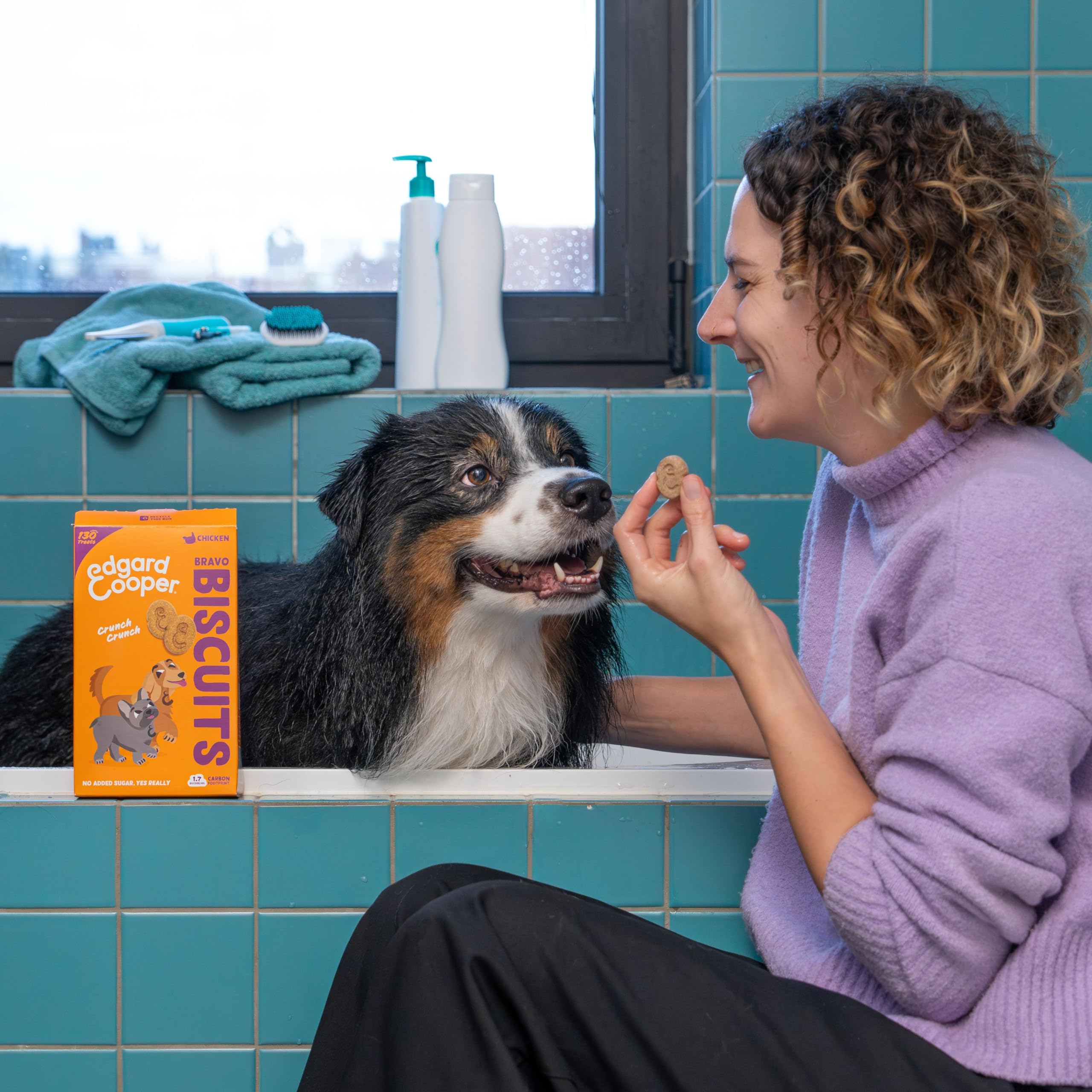 Edgard Cooper Snack per cani, Bravo Biscotti, (Pollo, 1 x 400g Bag), Senza cereali, ricco di proteine e carne fresca di qualità, con aminoacidi essenziali