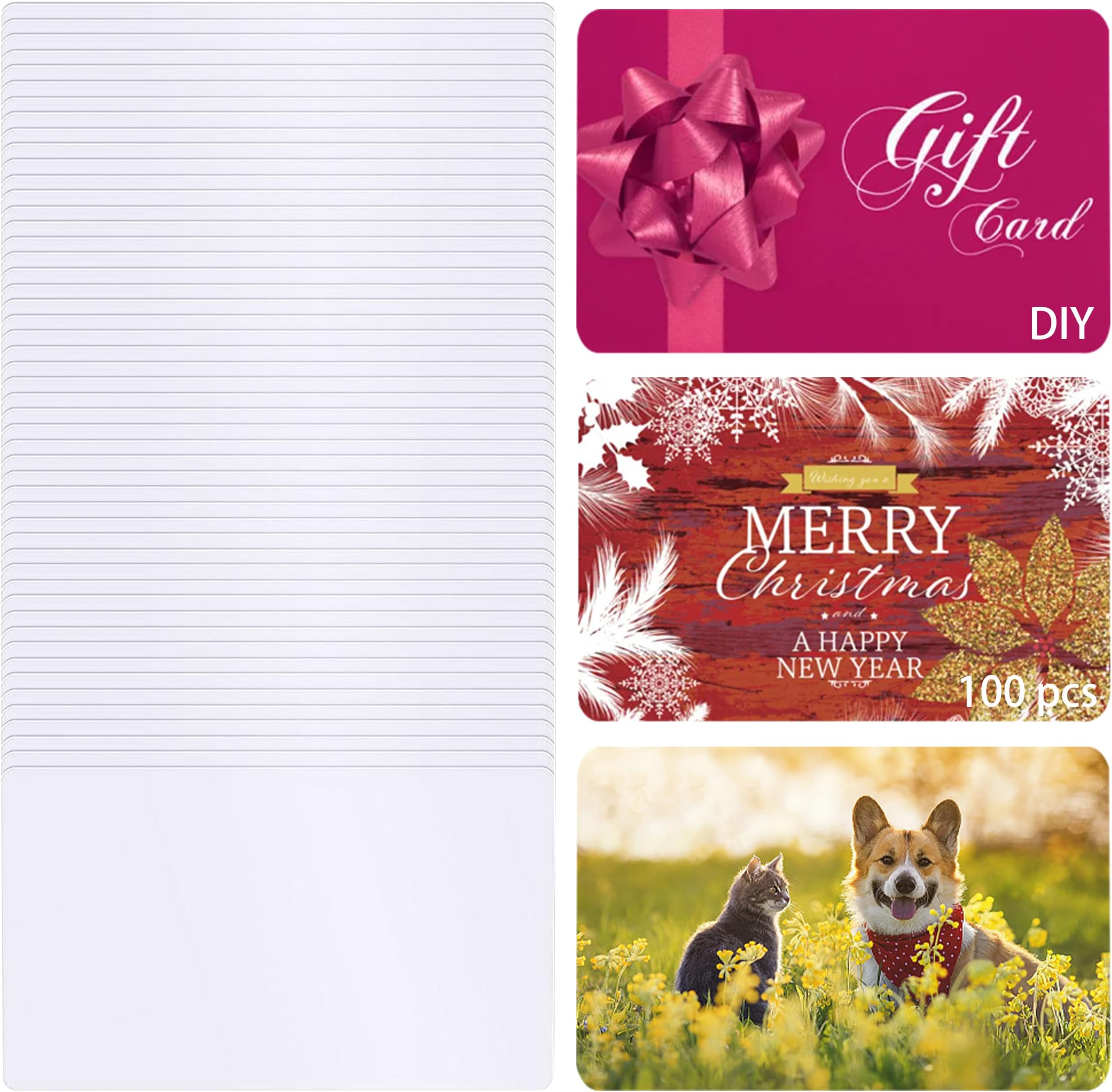 100 Pcs Sublimation Business Cards Blanks Metal๏ผ 3.4" x 2.1" x 0.01" | Double-Side, Even Coating ,Transfer Custom Logos, Nameplates,Gifts,Picture and Text