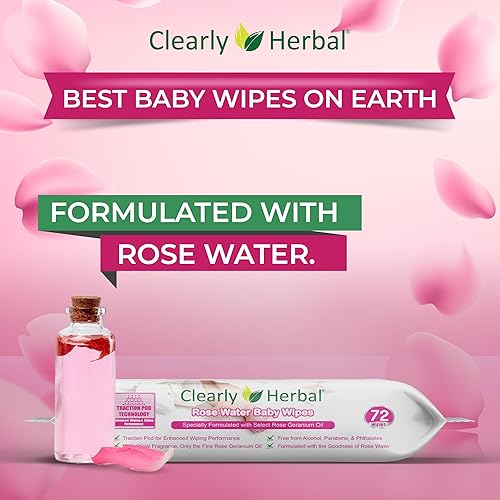 Miniatura 3 de Toallitas para bebé, fórmula de agua de rosas, hechas con aceites esenciales y extractos de hierbas naturales, paquete de 288 toallitas a base de