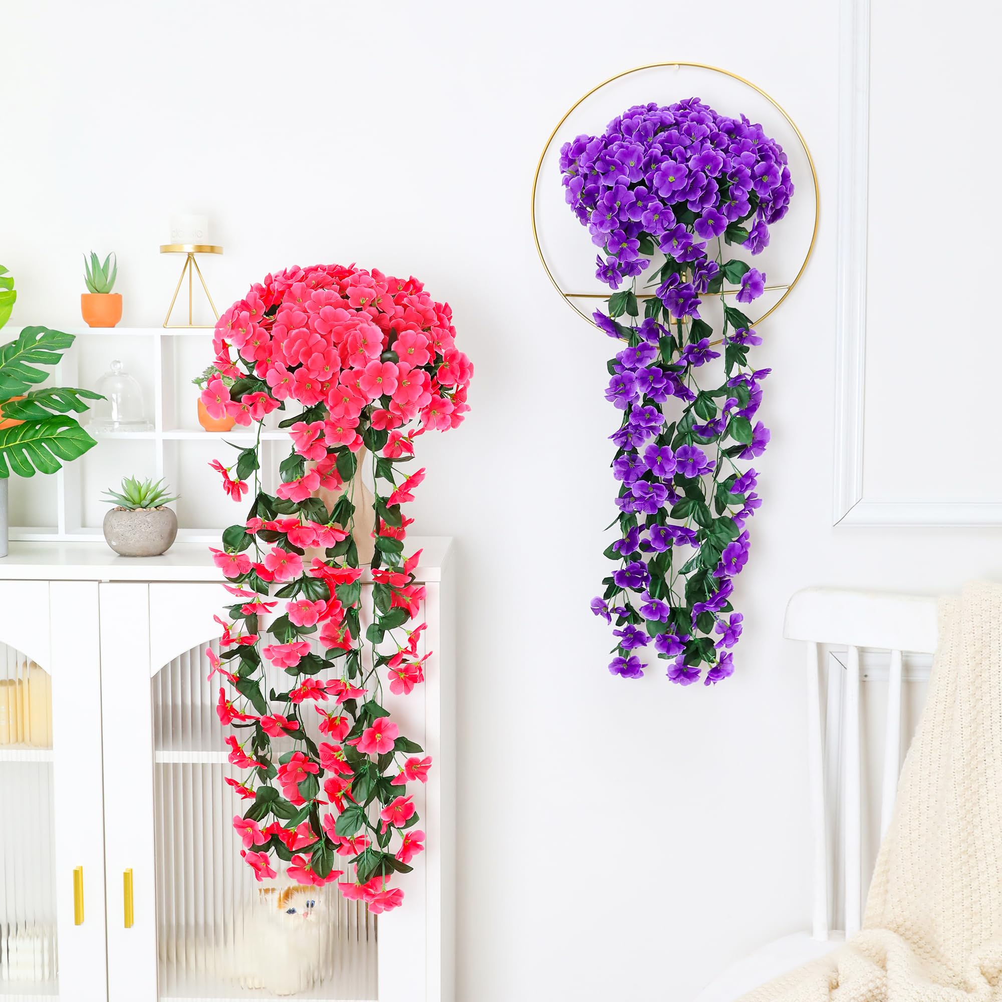 Künstliche Wisteria Girlande Lila - 2x90cm Kunstblumen Für Garten Deko