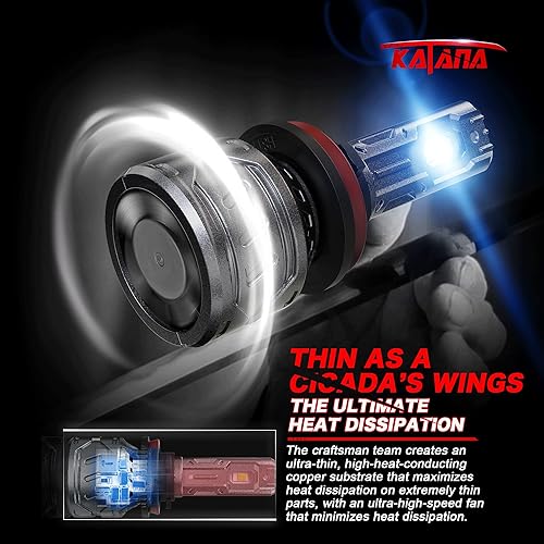 Miniatura 4 de KATANA Bombillas LED H11, 16000 lúmenes, 70 W, 6500 K, blanco frío, H8 H9, extremadamente brillante, enchufar y usar, tamaño mini, reemplazo