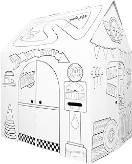 Easy Playhouse Garage - Kids Art & Craft for Indoor & Outdoor Fun, Color Favorite Garage Itemsâ€“ Decorate & Personalize a Cardboard Fort, 32