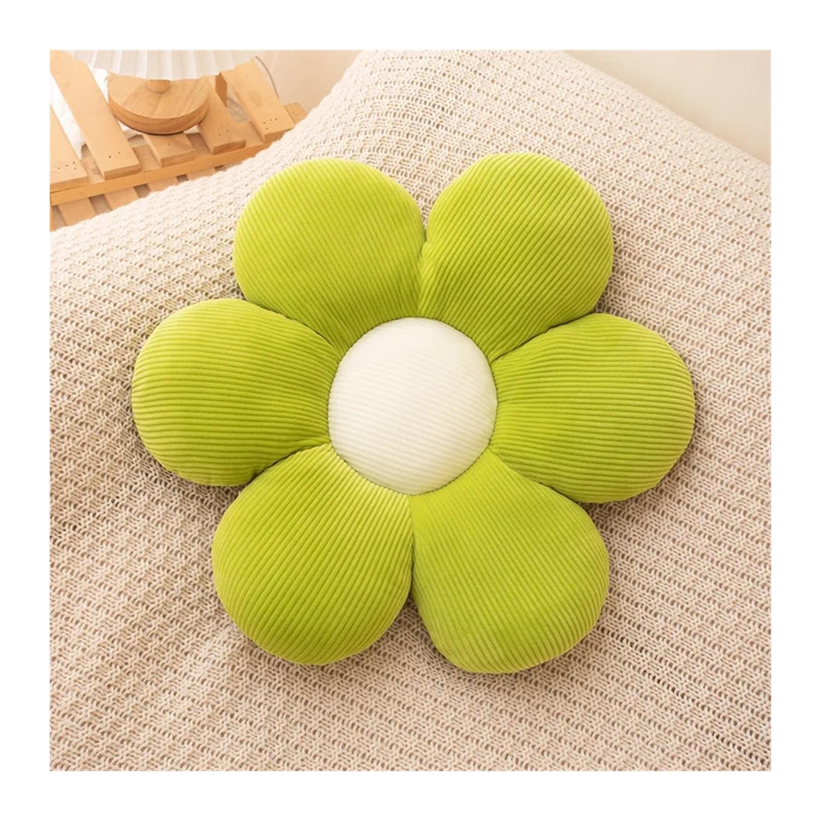 Cojín para coxis Cojín de Asiento Cojín de pétalos de crisantemo, cojín con diseño de Flores, Silla de Oficina, Suelo y Silla de Estudiante(Green,60cm)