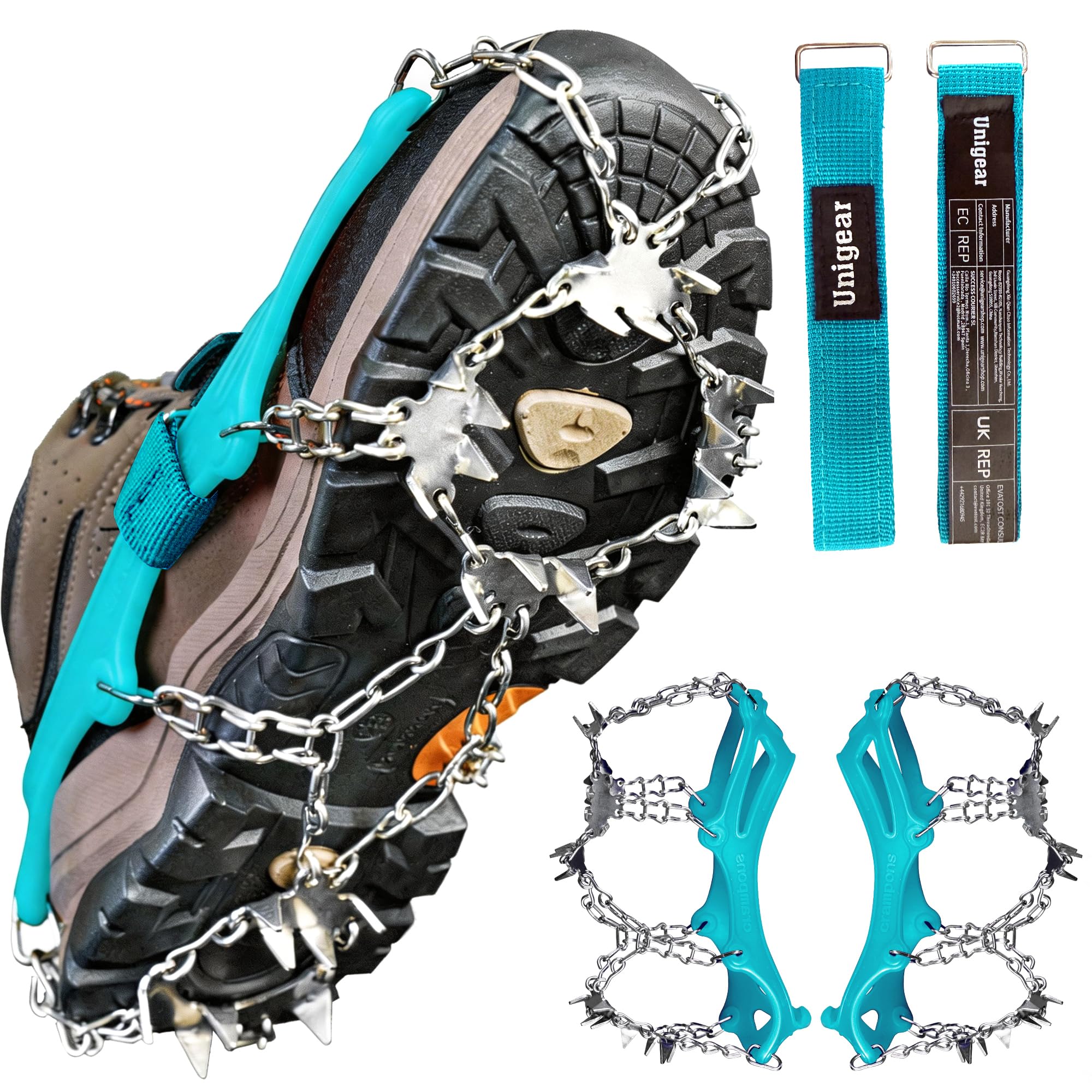 Unigear Crampons for Hiking Boots, Anti-slip 24-Spike Ice Snow Grips
