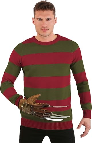 Miniatura 4 de Nightmare on Elm Street Freddy Krueger Striped Sweater, Halloween Horror Movie Character Ugly Sweater
