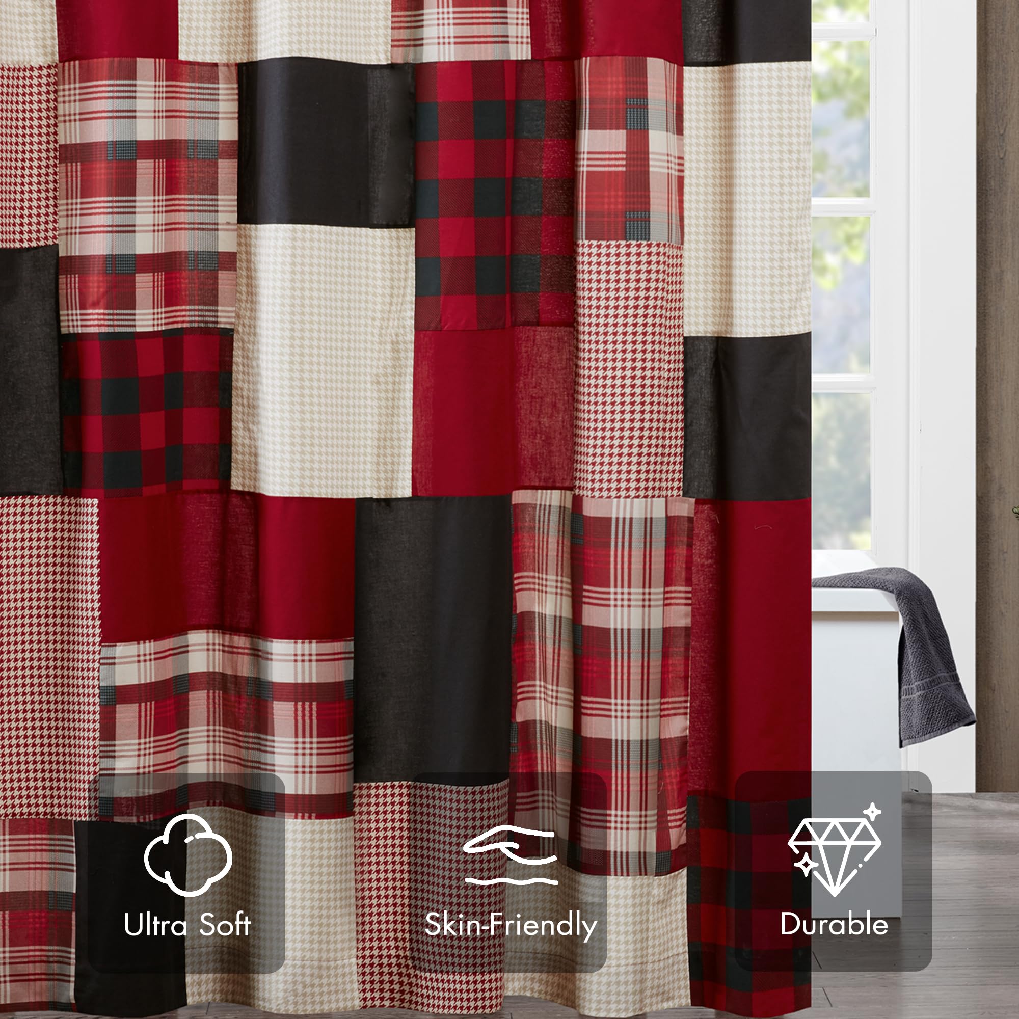 Woolrich Tende classiche lavabili in lavatrice, cotone, colore rosso, 72 x 72 cm