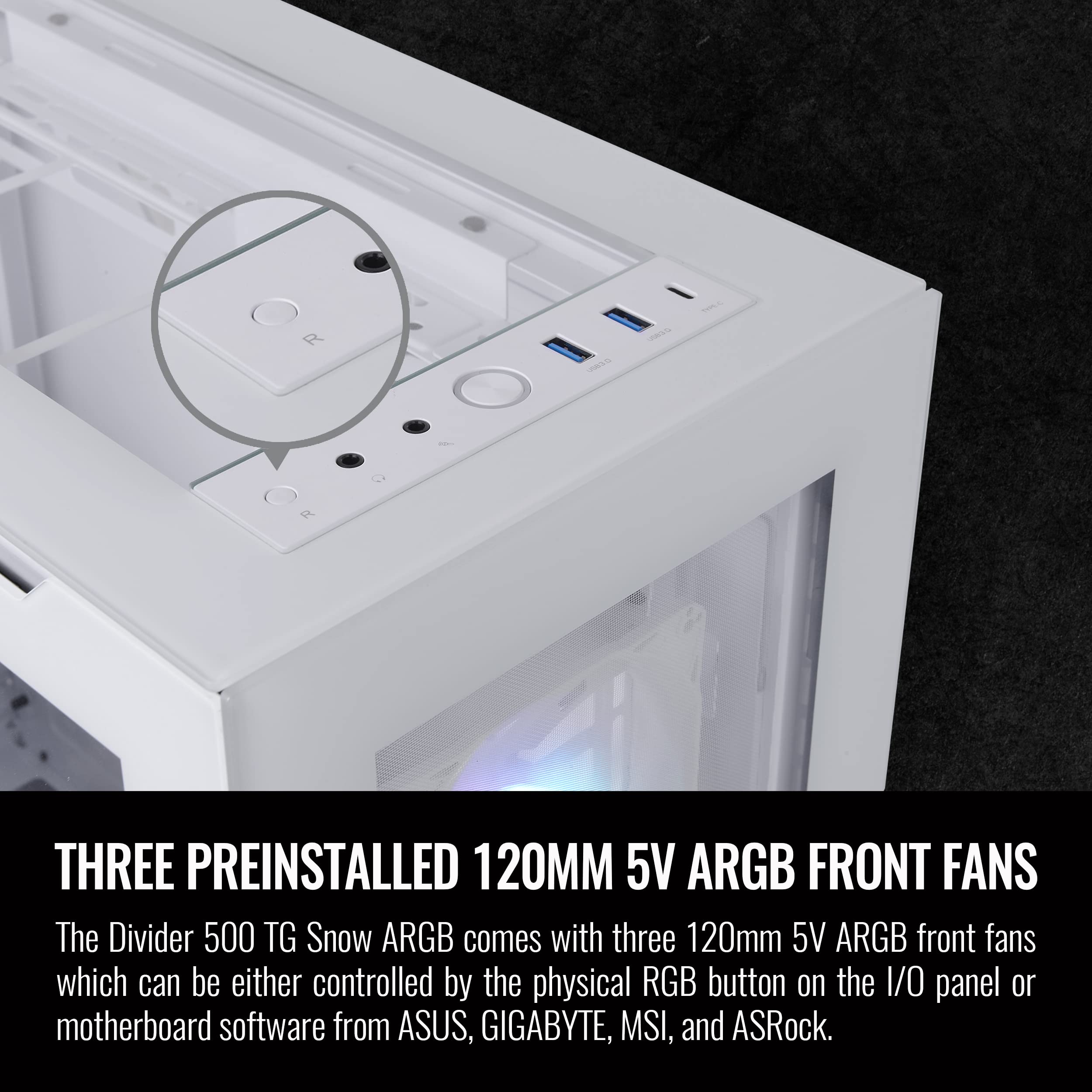 Thermaltake Divisore 500 TG White Edition ARGB ATX Mid-Tower Case per computer in vetro temperato con 3 ventole anteriori ARGB da 120 mm 5 V + 1 ventola posteriore standard da 120 mm + 2 pannelli