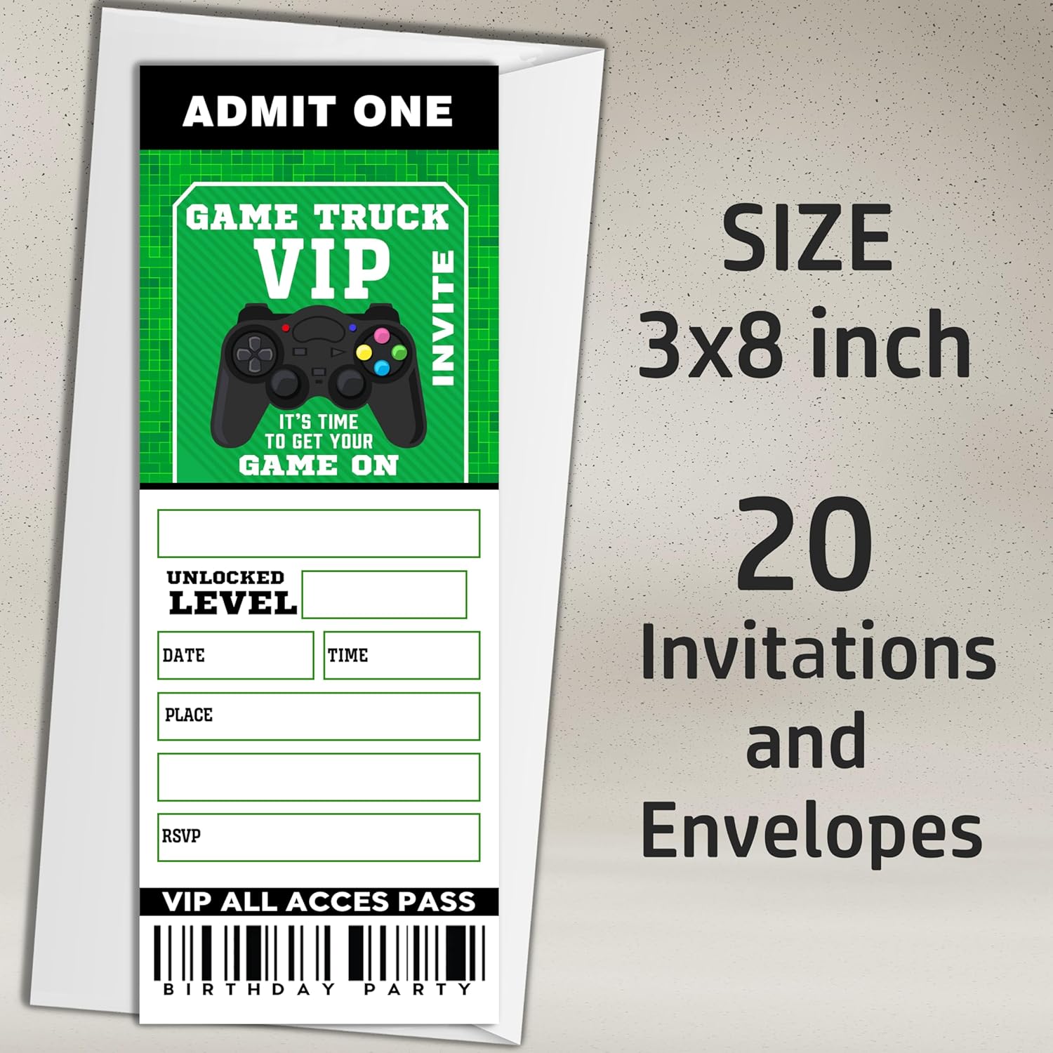 20 Game Truck VIP Ticket Invitations