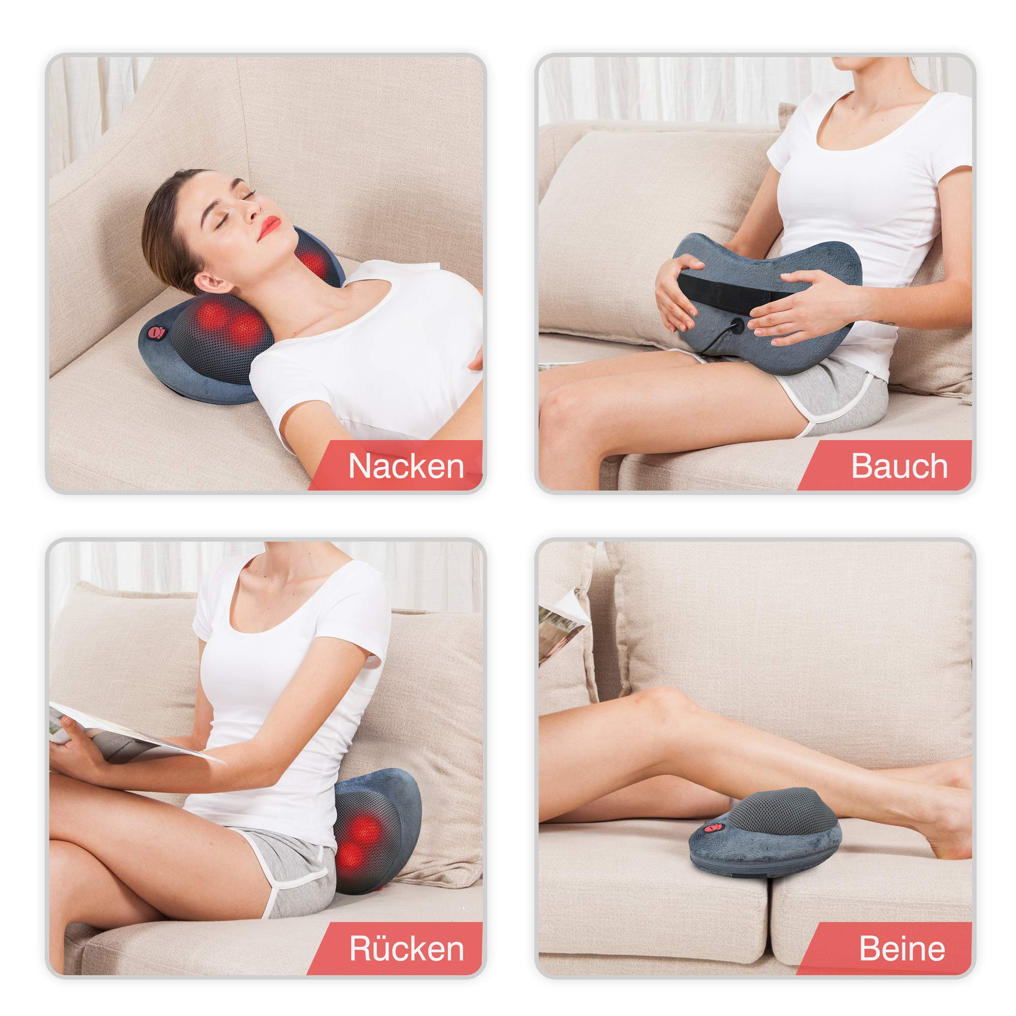 Comfier Cuscino Massaggiante con Calore - Massaggiatore Collo e Spalle 3D Shiatsu, Massaggiatore Cervicale Portabile per Collo, Spalle, Schiena, Vita, Sollievo Dolore Muscolare