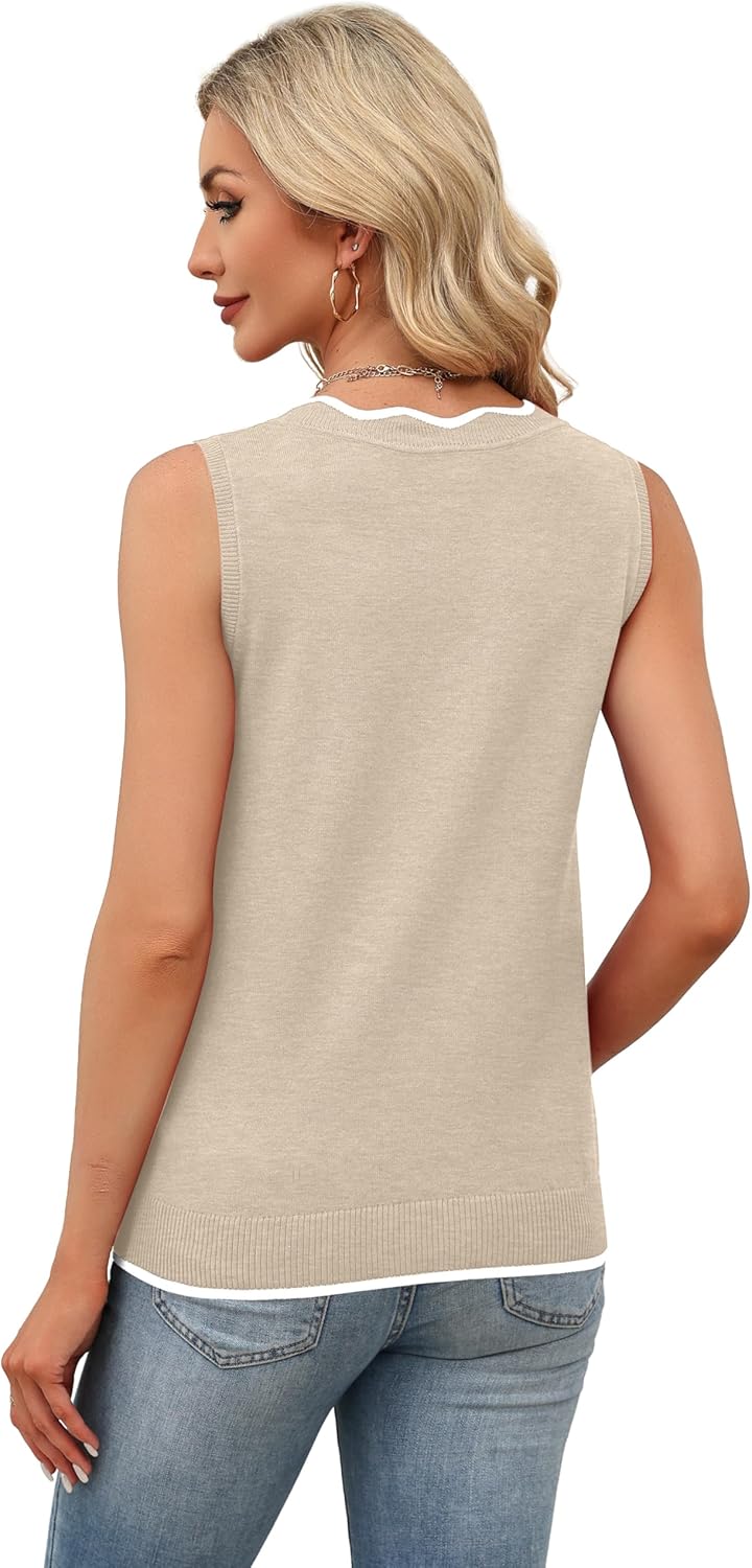 WIHOLL Womens V Neck Lightweight Sweaters Vest Dressy Casual Trendy Tank Tops All-Season Cozy Outfits - Image 5