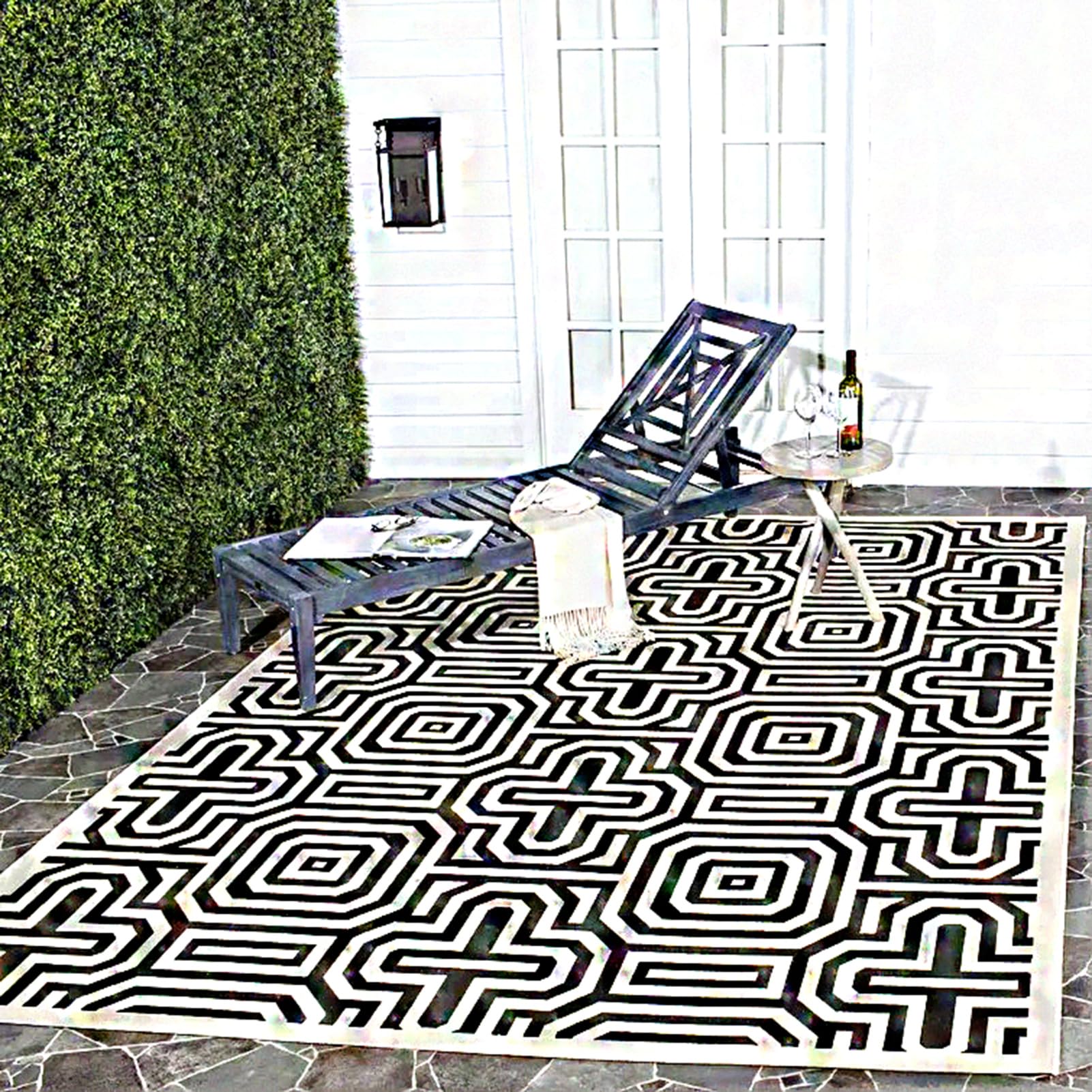 HGTRH Garden Rugs Outdoor Waterproof 200 X 300 Extra Large, Outdoor Rugs for Garden Waterproof Rectangle, Outside Carpet for Patio Wood Deck Features Geometric Motifs, Anti-Slide Indoor Outdoor Rugs