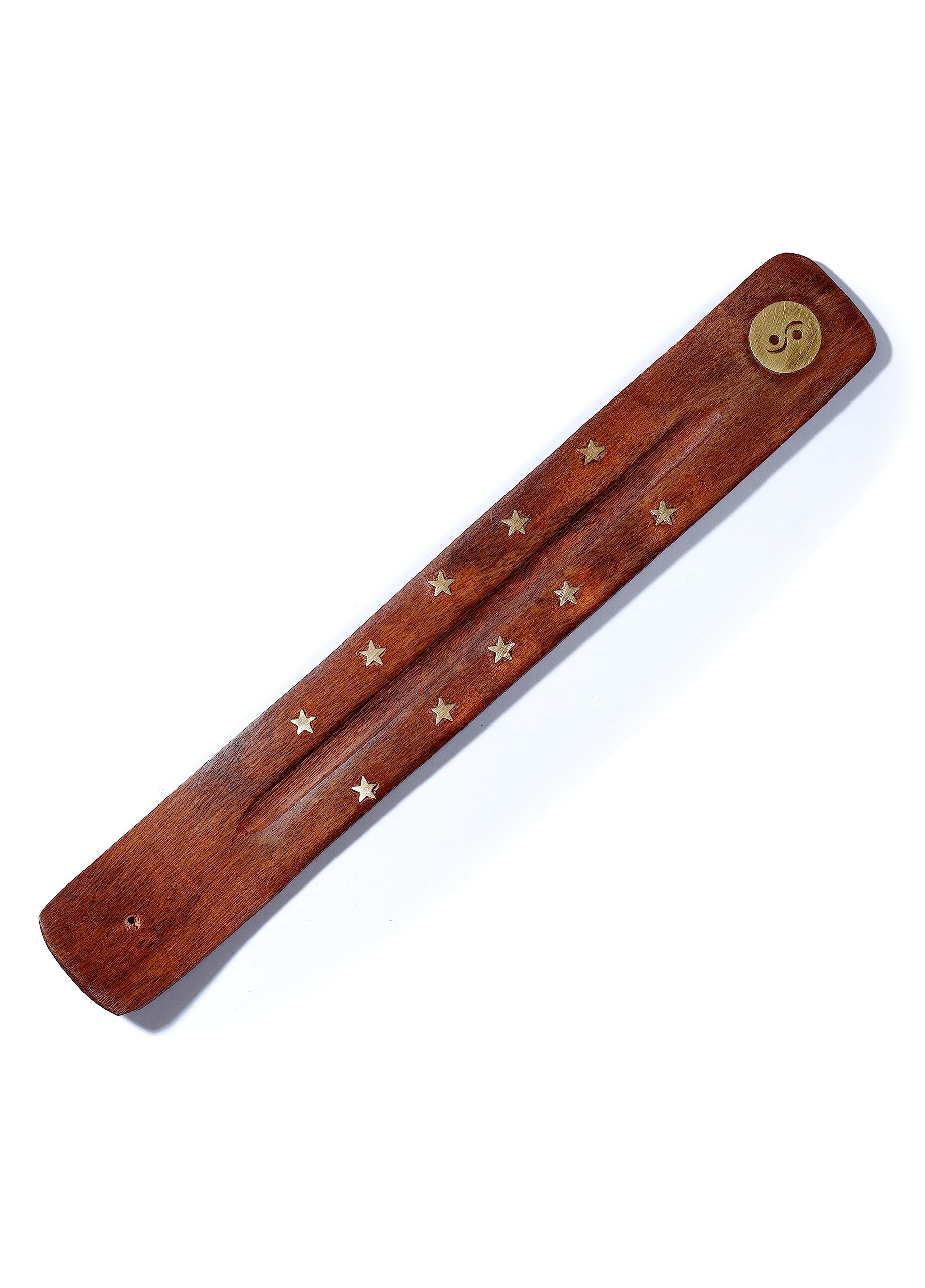 Puckator Men's Brown Sheesham Wood Ashcatcher With Brass Ying Yang Inlay - Zen Meditation Gifts - Incense Holders For Sticks - Spiritual Gifts - Incense Burner - Gifts For And Wo Ashcatcher Sheesham Wood